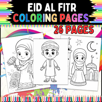 Preview of Eid al Fitr coloring pages | islamic coloring Sheets| lembar mewarnai islami