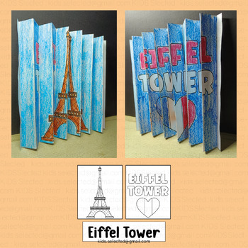 Preview of Eiffel Tower Craft Bastille Day Agamograph Art France Flag Coloring Activities