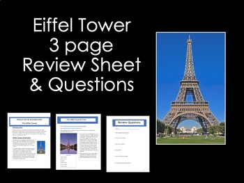 Preview of Eiffel Tower Information Sheets & Review Question