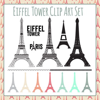 Preview of Eiffel Tower, Paris, France Landmark Places / Tourist Attractions Clip Art