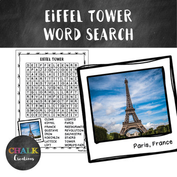 Eiffel Tower Word Search by Chalk Creations | TPT