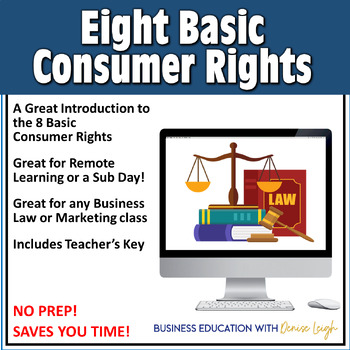 Preview of Eight 8 Basic Consumer Rights Digital Activity - Business Law & Marketing Class