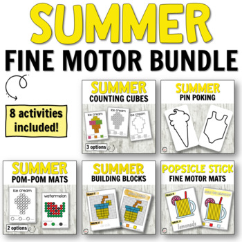 Preview of Eight (8) Summer Fine Motor Centers for Preschool or Kindergarten Activities