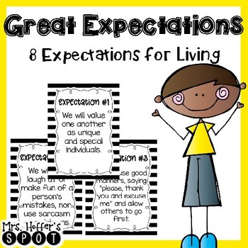 Preview of Eight Classroom Expectations {Black and White Striped}