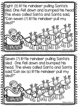 Eight Little Reindeer Subtraction Story and Pocket Chart by Sherry Embler