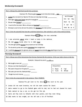 complete your homework on time is which part of speech