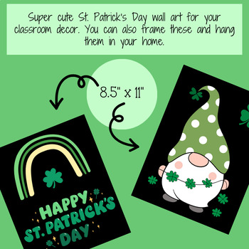 Preview of Eight St. Patrick's Day Pictures for Classroom, Home, or Office Decor 8.5" x 11"