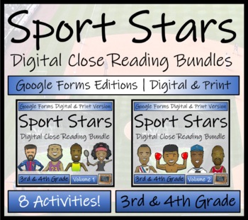 Preview of Sport Stars Close Reading Bundles I & II Digital & Print | 3rd & 4th Grade