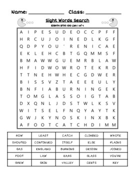 Preview of Eighth (8th) 100 - 4 Frequency Sight Words Printable Word Searches w/ Keys