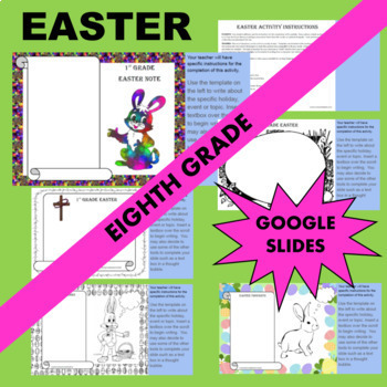 Preview of Eighth 8th Grade GOOGLE Easter Writing Activity Templates