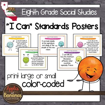 Preview of Eighth Grade California Social Studies Standards - Posters