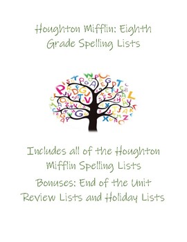 Preview of Eighth Grade Houghton Mifflin Spelling Lists