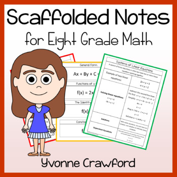 Preview of Eighth Grade Math Scaffolded Notes | Guided Notes | Math Facts Fluency