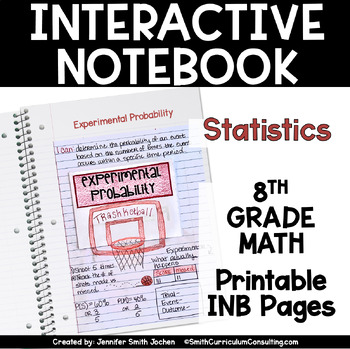 Preview of 8th Grade Math Statistics Interactive Notebook Unit Printable TEKS CCSS