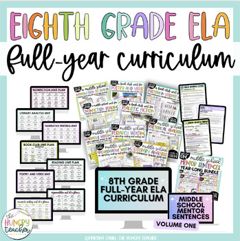 Preview of Eighth Grade Reading Writing Grammar Full Year ELA Curriculum | Mentor Text Unit