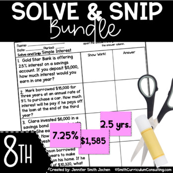 Preview of 8th Grade Solve and Snip® Bundle - Interactive Math Word Problems