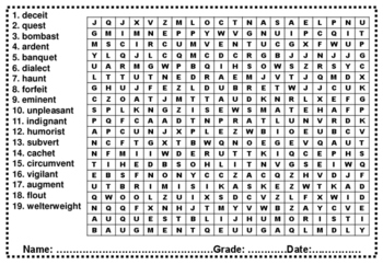 Eighth Grade Year Long, Spelling Words Word Search, Distance Learning