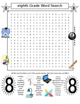 eighth grade word search plus magnetism and electricity word search 2 puzzles