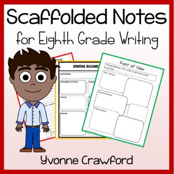 Preview of Eighth Grade Writing Scaffolded Notes | Writing Process Activities & Worksheets