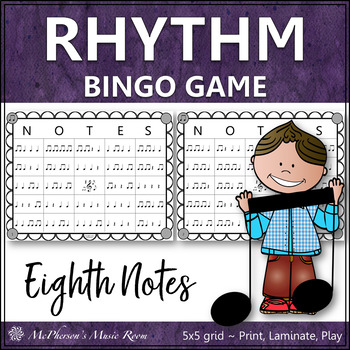 Preview of Rhythm Bingo Game for Elementary Music Eighth Notes Quarter Notes Quarter Rest