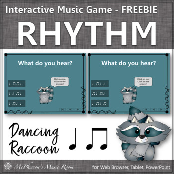 Preview of Eighth Notes Quarter Notes Interactive Rhythm Game FREEBIE {Dancing Raccoon}