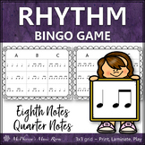 Eighth Notes Rhythm Bingo Game for Music (quarter note/eig