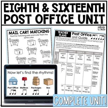 Preview of Eighth & Sixteenth Note Unit Elementary Music Lesson Activity Worksheets Games