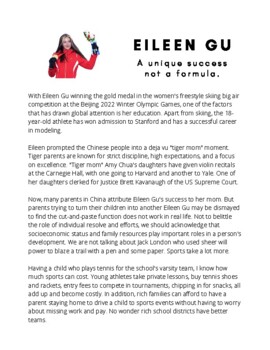 Eileen Gu. Olympics. Biography. Women. Inspiration. Research. ELA
