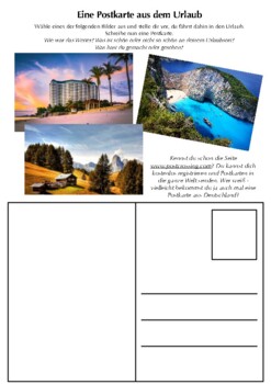 Preview of Eine Postkarte aus dem Urlaub, Deutsch / DAF Sommer, Ferien, German holiday