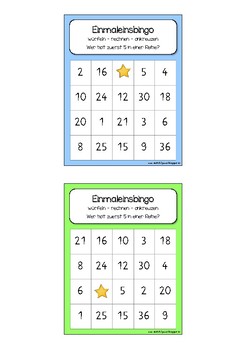 Einmaleins Bingo Zum Ausdrucken : Bingo Bis Zur ...