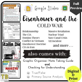 Preview of Eisenhower and the Cold War: Google Slides, Graphic Organizer, Worksheet