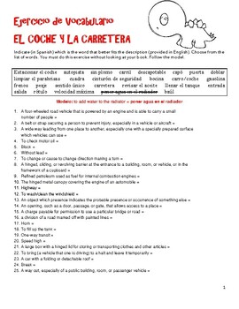 Preview of Vocabulario EL COCHE Y LA CARRETERA
