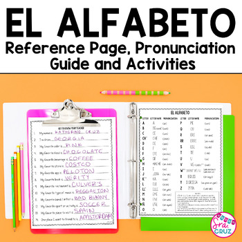 Preview of Spanish Alphabet El Alfabeto Pronunciation Guide Worksheets & Activities