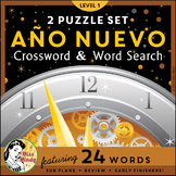 Año Nuevo: Spanish New Year Crossword Word Search Puzzle Set