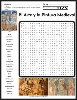 El Arte y la Pintura Medieval Sopa de Letras – Spanish Vocabulary