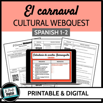 Preview of Spanish Carnaval Culture Activities - Spanish speaking countries webquest, sub