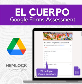 Preview of El Cuerpo - Parts of the Body Quiz in Spanish | Google Forms