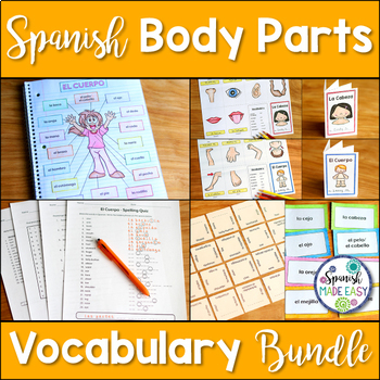 Preview of El Cuerpo Spanish Body Parts Vocabulary Bundle