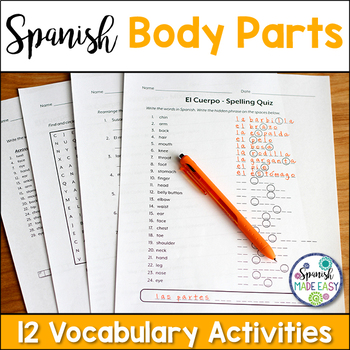 Preview of El Cuerpo (Body Parts) Spanish Vocabulary Activities