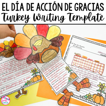 Preview of El Día de Acción de Gracias Thanksgiving Activities in Spanish Writing Template