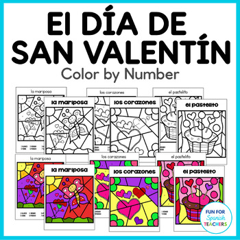 Preview of El Día de San Valentín / Valentine's Day Color by Number