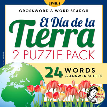 Preview of El Día de la Tierra: Spanish Earth Day Crossword Word Search Puzzle Set