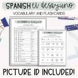 El Desayuno, Vocabulary List, Flash Cards, Spanish, La Com