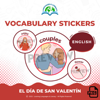 Preview of El Día de San Valentín - English - Vocabulary Stickers