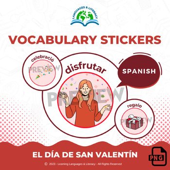 Preview of El Día de San Valentín - Spanish - Vocabulary Stickers