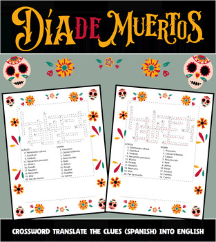 Preview of El Día de los Muertos Crossword - Day of the Dead Activities