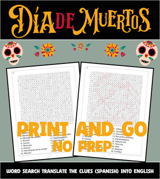 Preview of El Día de los Muertos Word Search - Day of the Dead Activities