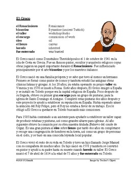 Preview of El Greco Biografía: Spanish Biography of Famous Artist
