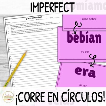 Preview of El Imperfecto Imperfect in Spanish ¡Corre en Círculos! Activity with DIGITAL