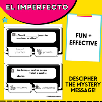 Preview of El Imperfecto Mystery Message Task Cards